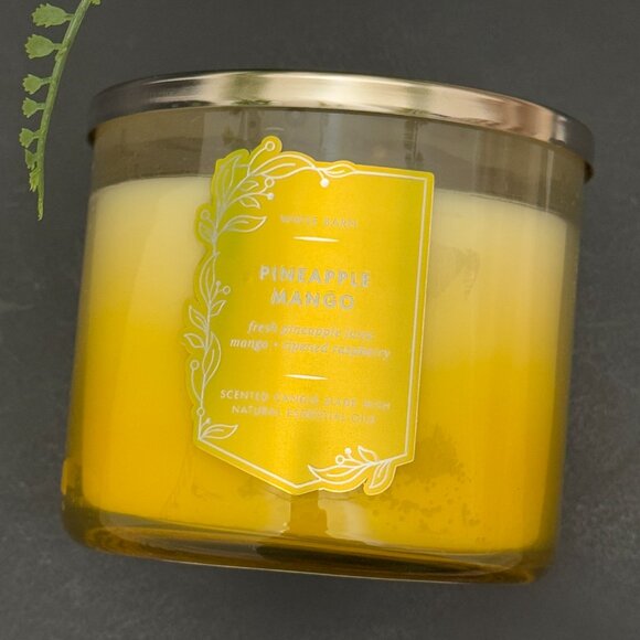 BBW Pineapple Mango White Barn Bath & Body Works 3 Wick Candle - Picture 5 of 10